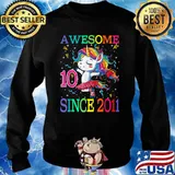 Awesome Unicorn Birthday 10 Year Old Since 2011 Shirt Sweater