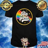 Be You Gay Pride LGBT Ally Rainbow Flag Vintage T-Shirt