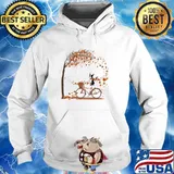 Boston Terrier Cycling To Autumn Shirt Hoodie
