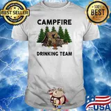 Campfire drinking team bear shirt