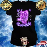 Cat Magical Purple Cat Love Butterfly Shirt Ladies tee