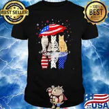 Cat umbrella American Flag Shirt