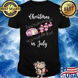Christmas in July Flamingo Pink Retro Camping Car Shirt