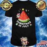 Christmas In July Watermelon Santa Summer Tree Shirt