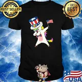 Dabbing Unicorn Shirt Americorn 4th of July American Flag Shirt