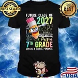 Future Class Of 2027 7th Grade During a Global Pandemic Dabbing Pencil Back To School T-Shirt