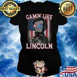 Gamin' Like Lincoln Gaming Gamer 4th of July T-Shirt Ladies tee