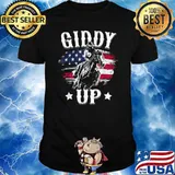 Giddy Up Cowboy Western Rodeo Riding American Flag Boys T-Shirt