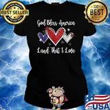 God Bless America Land That I Love Heart Shirt Ladies tee