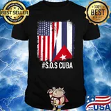Half American Cuban Flag Sos Cuba Vintage Shirt