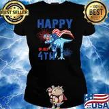 Happy 4th Of July T Rex Patriotic T-Shirt Ladies tee