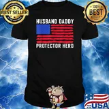 Husband Daddy Protector Hero Fathers Day American Flag T-Shirt
