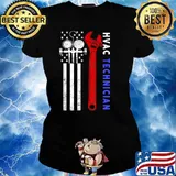 HVAC Technician American Flag T-s Ladies tee