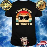 I Do What I Want Cat Lover Sunglasses Vintage T-Shirt