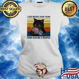 I Like Books And Yarn And Maybe 3 People Cat Vintage Shirt Ladies tee