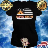 Inspirational Camping Mode Quote Mountain Flag Shirt Ladies tee