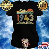 July 1943 Limited Edition 78th Birthday Retro 78 Years Old Shirt Ladies tee