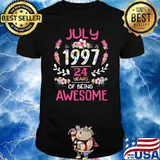 July Girl 1997 24 Years Of being Awesome Flower T-Shirt