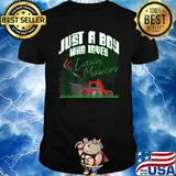 Just A Boy Who Loves Lawn Mowers Lawn Ranger Mowing T-Shirt