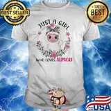 Just A Girl Who Love Alpacas Sheep Flower Shirt