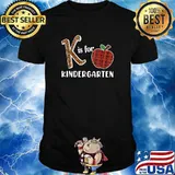 K Is For Kindergarten Teacher Leopard Apple Plaid T-Shirt