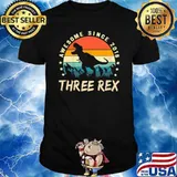 Kids Three Rex 3rd Birthday Shirt Third Dinosaur 3 Year Old Vintage Shirt