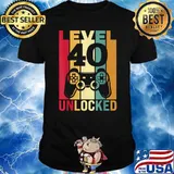 Level 40 Unlocked Him Men BDay Turning 40th Birthday Shirt