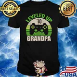 Leveled Up To Grandpa EST 2021 Vintage T-Shirt
