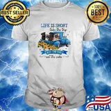 Life is short take the trip buy the pug eat the cake dog sunflower shirt