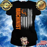 Machinist Machine Operator American Flag T-Shirt Ladies tee