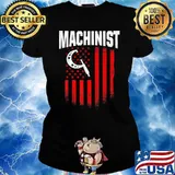 Machinist Operator Machining American Flag T-Shirt Ladies tee