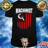 Machinist Operator Machining American Flag T-Shirt