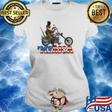 Merica Motorcycle Abraham Lincoln 4th Of July Independence Day T-Shirt Ladies tee
