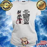 Miniature Schnauzer Happy fathers day to my amazing daddy putting up with my mom american flag s Ladies tee