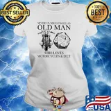 Never underestimate old man who loves motorcyles and dice s Ladies tee