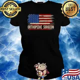 Orthopedic Surgeon American Flag Doctor T-Shirt Ladies tee