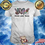 Peace love teach book leopard shirt