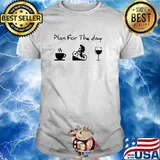 Plan for the day coffee mountain bike wine shirt