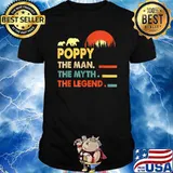 Poppy The Man The Myth The Legend Daddy Bear Vintage Sunset T-Shirt