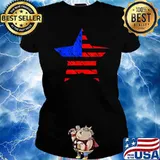 Proud American Flag Star Shirt Ladies tee