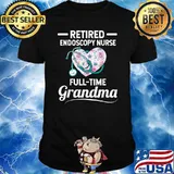 Retired Endoscopy Nurse Full Time Grandma Heart Flower T-Shirt