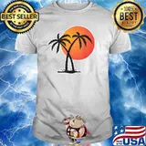 Retro Sunset Beach Palm Tree Summer Vacation Holiday T-Shirt