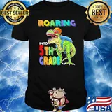 Roading into 5th grade dinosaur shirt