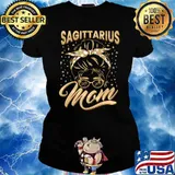 Sagittarius Mom Zodiac Sign Messy Bun Hairband Mothers T-Shirt Ladies tee