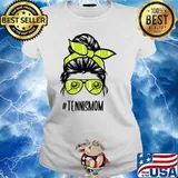 Tennis Mom Messy Bun life hair glasses Shirt Ladies tee