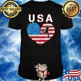USA Soccer team American flag Heart T-Shirt