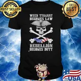 When tyranny becomes law rebellion becomes duty skull american flag shirt