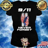 20 Years Anniversary 911 Never Forget American Flag T-Shirt Ladies tee