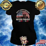 20th Anniversary Never Forget Patriot Day USA Flag T-Shirt Ladies tee