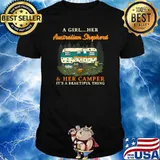 A Girl Her Australian Shepherd and Her Camper Retro T-Shirt